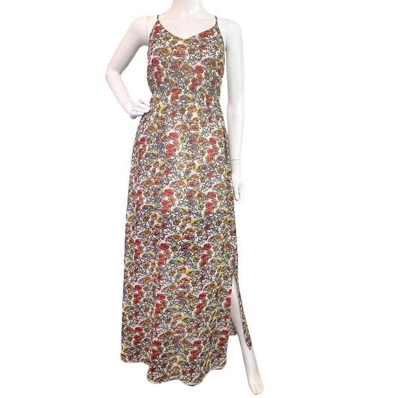 En Creme Boho Multicolor Floral Print‎ Strappy Cutout Lined Dress Size Small - Picture 1 of 7